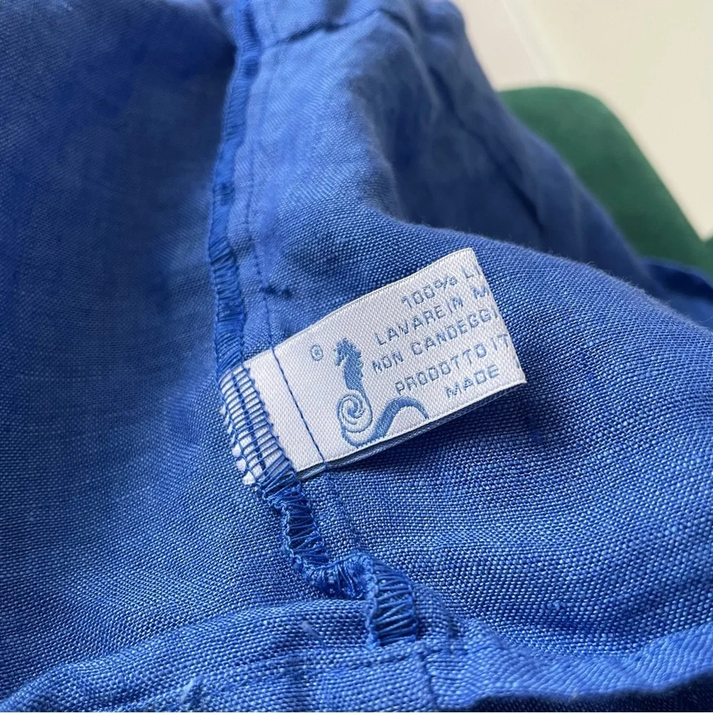 Marina St. Barth Bolero Nodo Central Linen Tie Front Plunge Cropped Top EUC OS - Picture 7 of 9